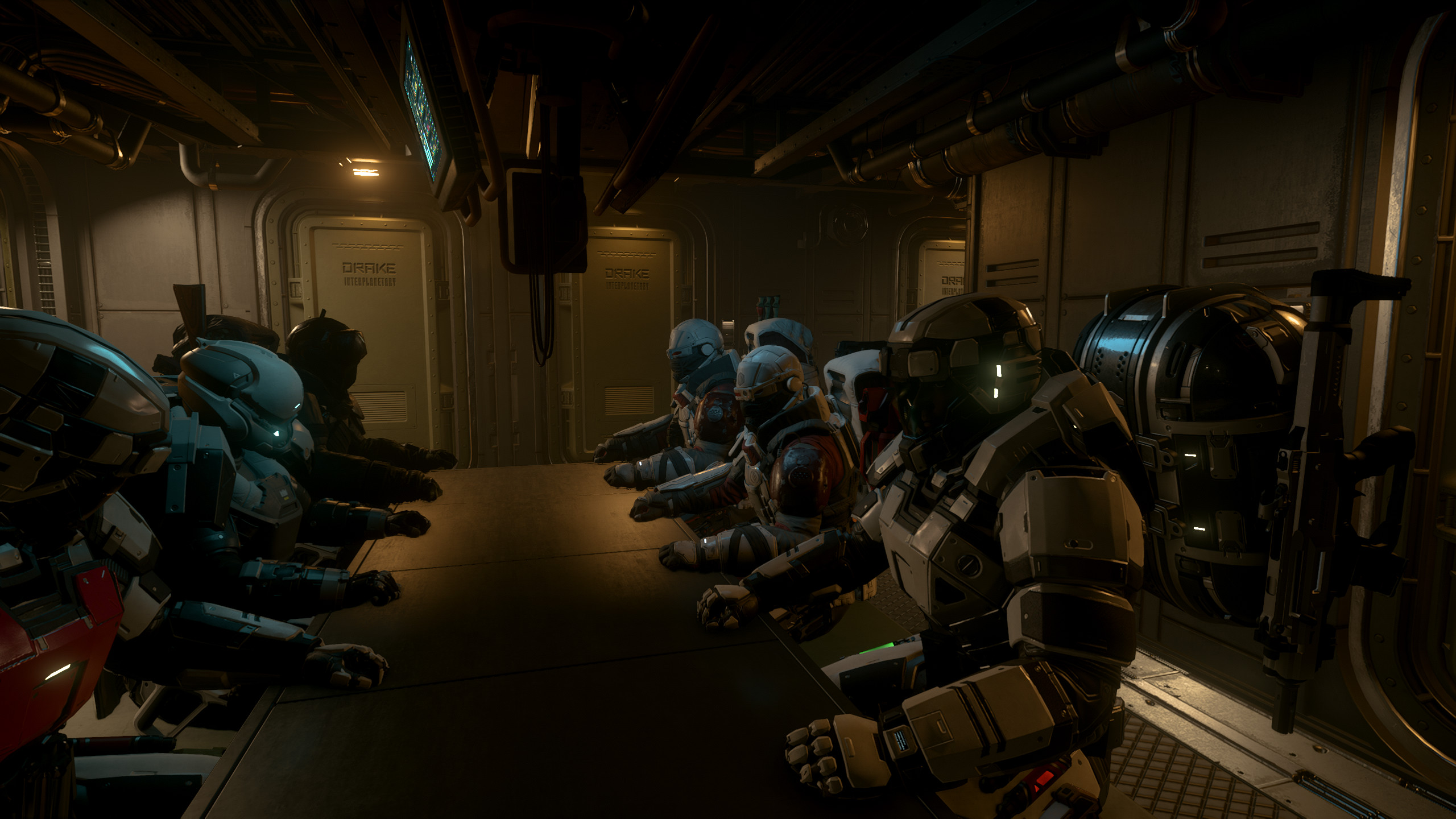 Ground team assembled in hangar